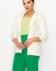 Ruched Sleeves Solid Blazer