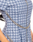 Houndstooth Chain-belt Dress