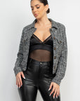 Plaid Button-down Tweed Jacket