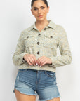 Plaid Button-down Tweed Jacket
