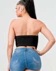 Luxe sweetheart ruffled drawstring lace bustier top
