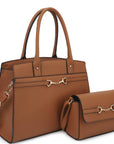 2in1 Matching Design Handle Satchel With Crossbody Bag