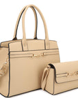 2in1 Matching Design Handle Satchel With Crossbody Bag