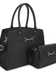 2in1 Matching Design Handle Satchel With Crossbody Bag