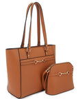 2in1 Smooth Matching Shoulder Tote Bag With Crossbody Set