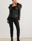 Long Sleeve Faux Fur Hood Padded Water Resistant Finish Jacket