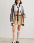 Knit Two Pocket Long Sleeve Open Front Cardigan