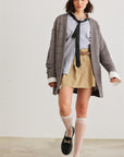 Knit Two Pocket Long Sleeve Open Front Cardigan