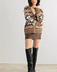Fair Isle Knit Button-up Long Sleeve Cardigan Sweater