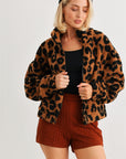 Leopard Teddy Zip-up Two Pocket Jacket