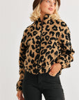 Leopard Teddy Zip-up Two Pocket Jacket