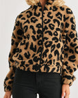 Leopard Teddy Zip-up Two Pocket Jacket