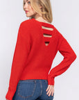 Dolman Slv Strappy Open Back Sweater
