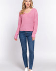 Dolman Slv Strappy Open Back Sweater