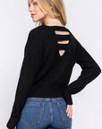 Dolman Slv Strappy Open Back Sweater