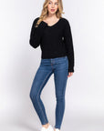 Dolman Slv Strappy Open Back Sweater