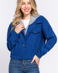 Long Slv Hoodie Corduroy Jacket