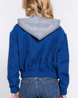 Long Slv Hoodie Corduroy Jacket