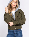 Long Slv Hoodie Corduroy Jacket