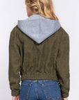 Long Slv Hoodie Corduroy Jacket