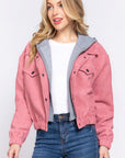 Long Slv Hoodie Corduroy Jacket