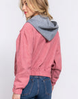 Long Slv Hoodie Corduroy Jacket