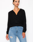 Front Wrap Surplice Neck Top