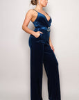 Samba Rhinestone Belt Velvet Jumpsuit