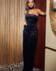 Scarf Top Glitter Velvet Jumpsuit