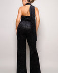 Scarf Top Glitter Velvet Jumpsuit
