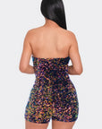 Multi Sequins Tube Top Romper