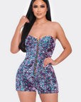 Multi Sequins Tube Top Romper
