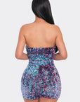 Multi Sequins Tube Top Romper