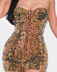 Multi Sequins Tube Top Romper