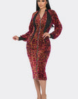 Midi 2 Way Zip Up Sequin Contrast Dress