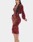 Midi 2 Way Zip Up Sequin Contrast Dress