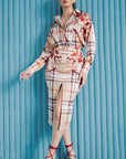 Satin Blouse With Skirt Set