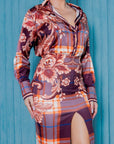 Satin Blouse With Skirt Set