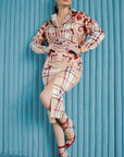 Satin Blouse With Skirt Set