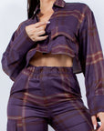 Cropped Shirt & Cargo Pants Set
