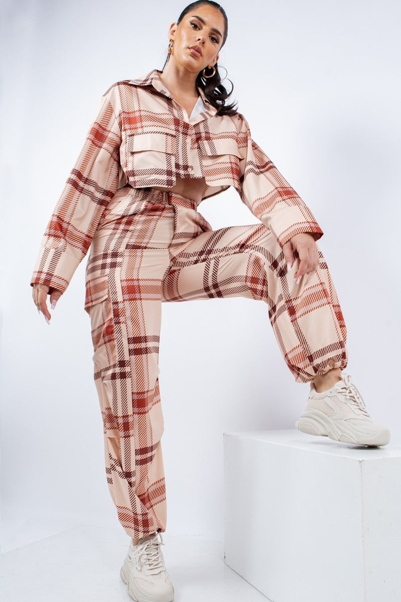 Cropped Shirt &amp; Cargo Pants Set