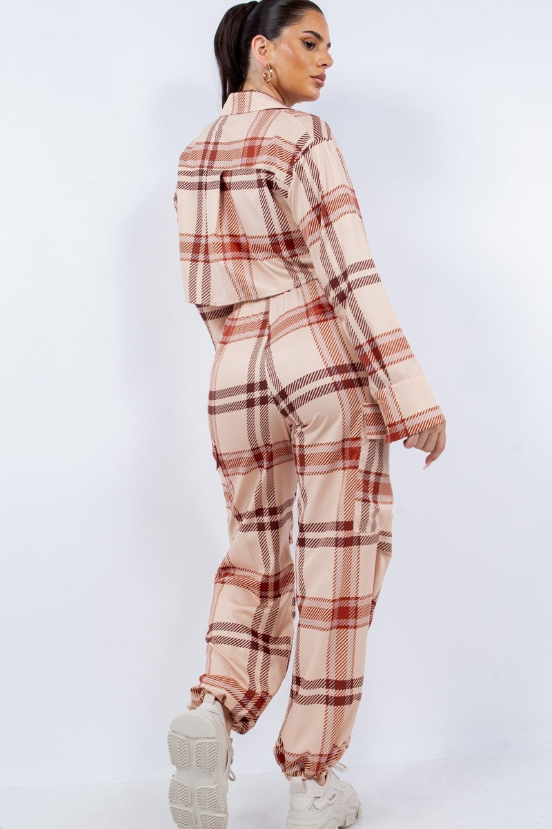 Cropped Shirt &amp; Cargo Pants Set