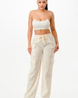 Solid Corduroy Cargo Pants