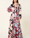 Color Block Printed V Neck Dress