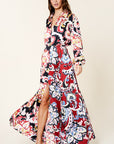 Color Block Printed V Neck Dress