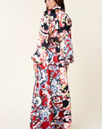 Color Block Printed V Neck Dress