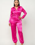 Front Zipper Pockets Top And Pants Jumpsuit