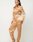 Front Zipper Pockets Top And Pants Jumpsuit