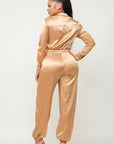 Front Zipper Pockets Top And Pants Jumpsuit