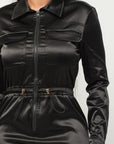 Front Zipper Pockets Top And Pants Jumpsuit